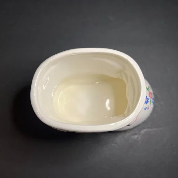 Vintage R.B.C. Ceramic Pink White & Blue Floral Boot Flowerpot Planter 4.25" - Picture 8 of 9